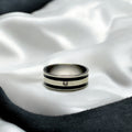 black and silver stone ring