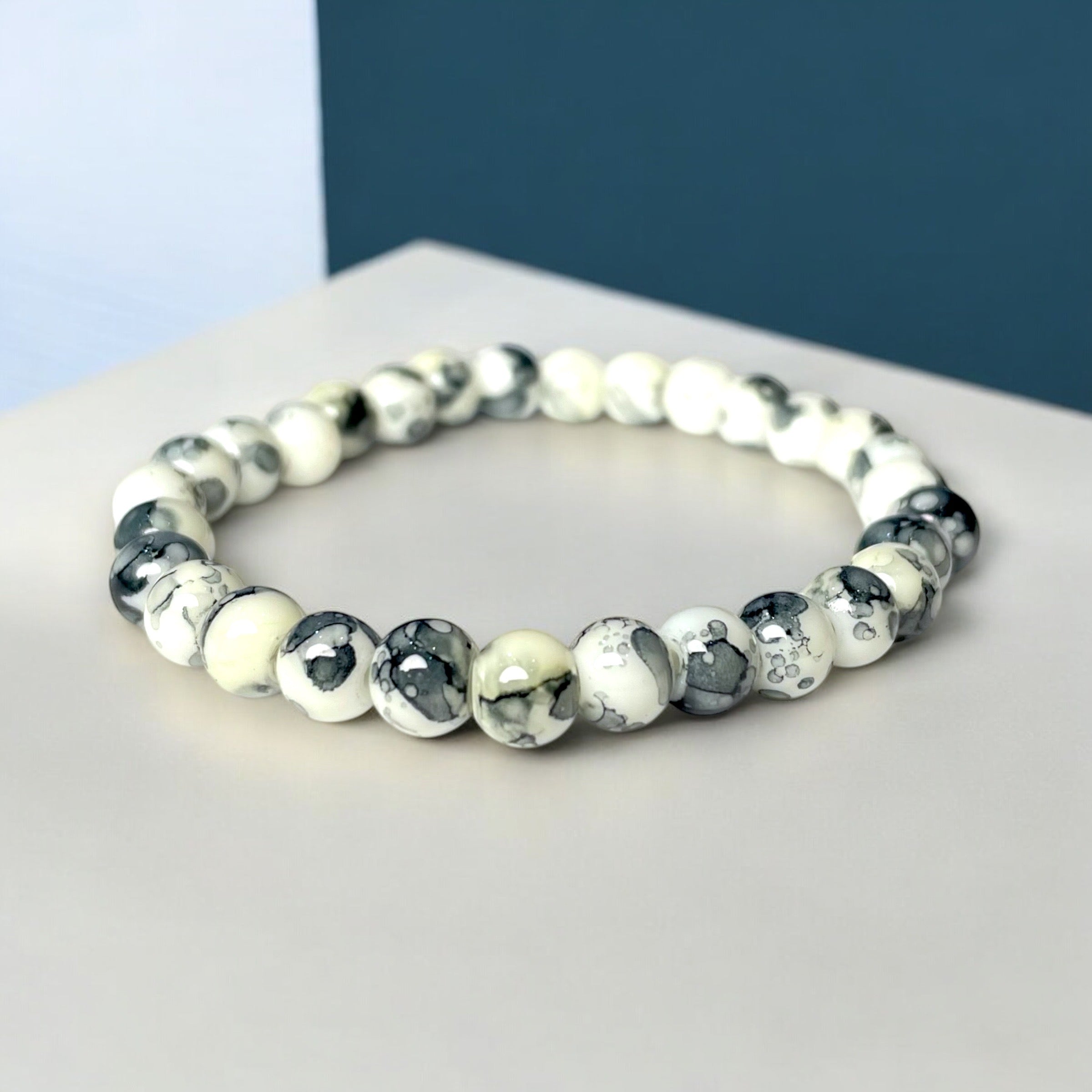 Marbled Onyx Beads Bracelet 2 - Zefiro