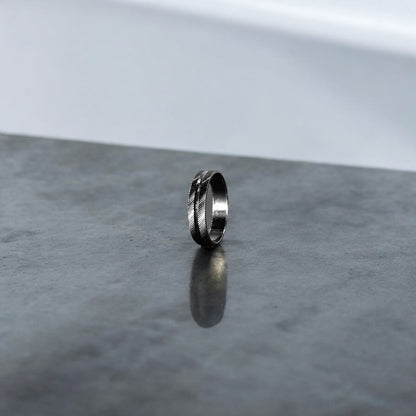 Textured Black Band Ring - Zefiro