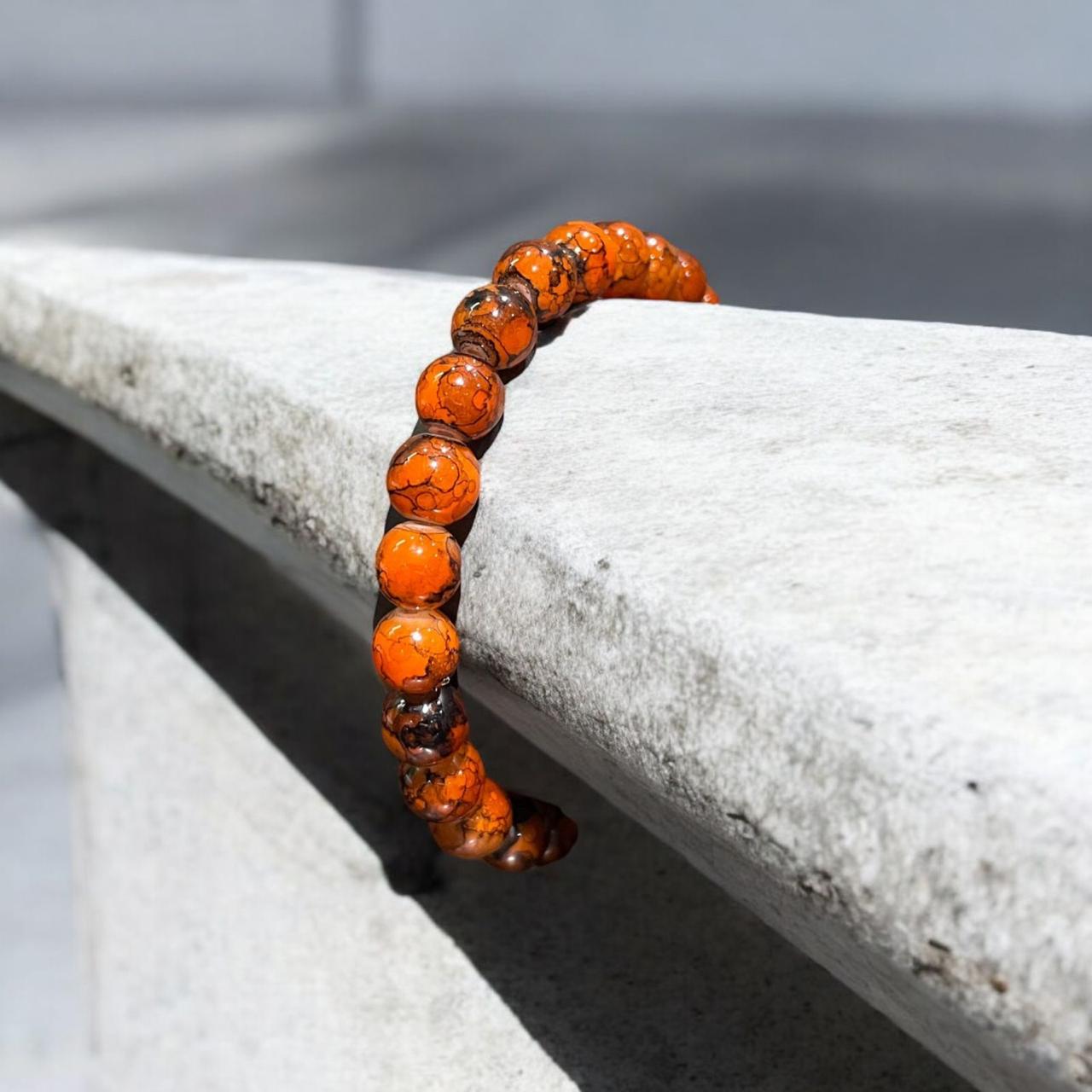 Amber Agate Beads Bracelet