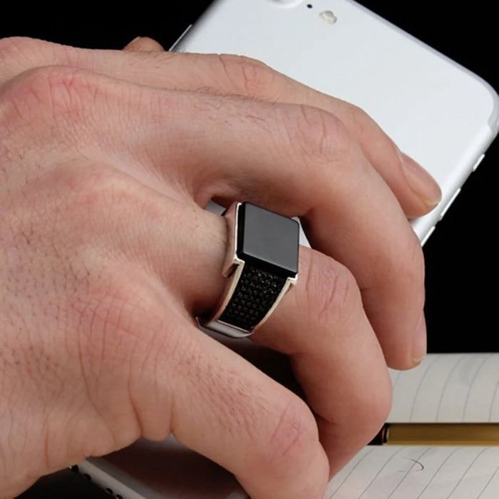 Black Onyx Dual-Texture Ring