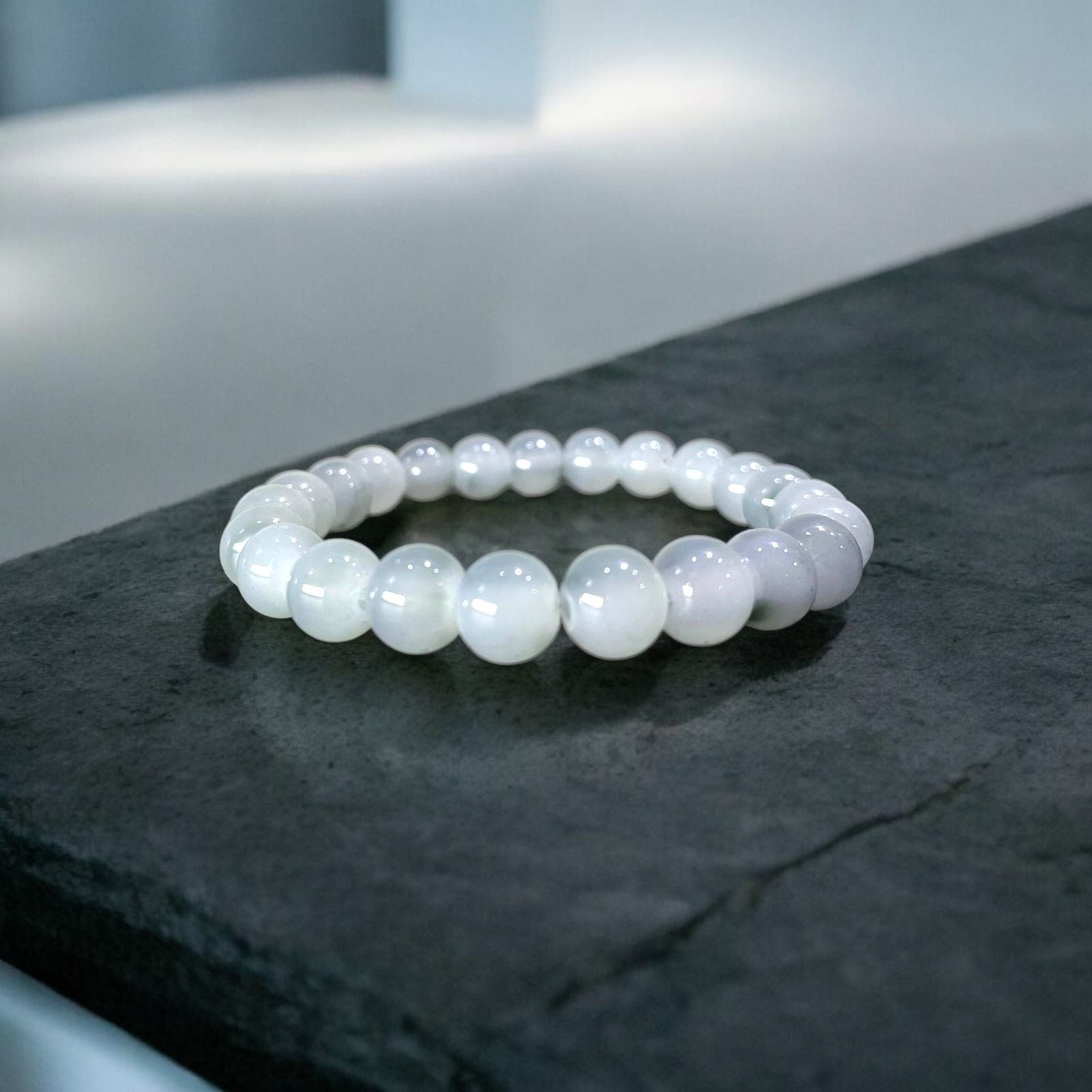 Smoky Quartz & White Agate Beads Bracelet - Zefiro