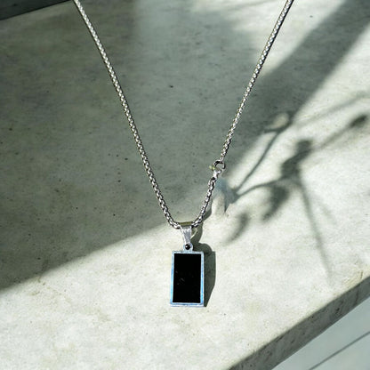 Black Stone Silver Pendant - Zefiro
