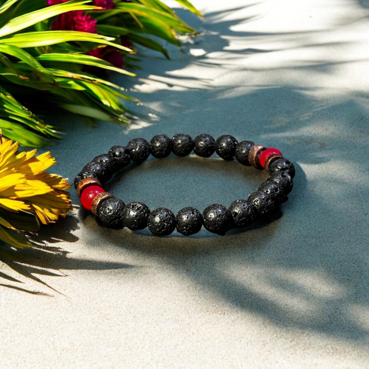 volcanic lava stone bracelet (red)