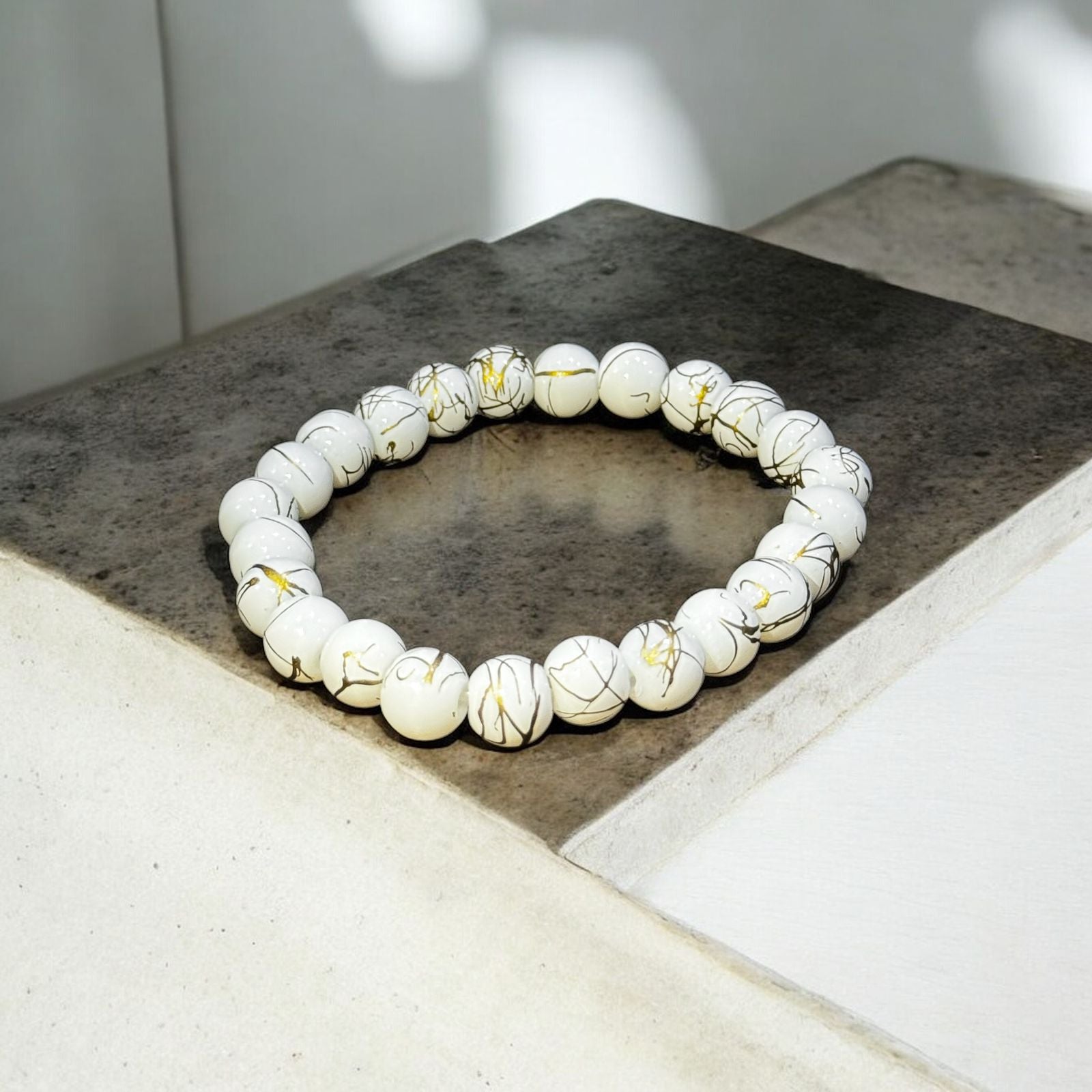 Elegance Marbled Bead Bracelet - Zefiro