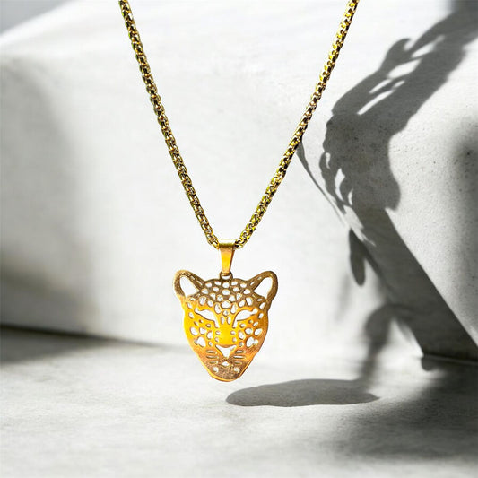 jaguar face gold pendant