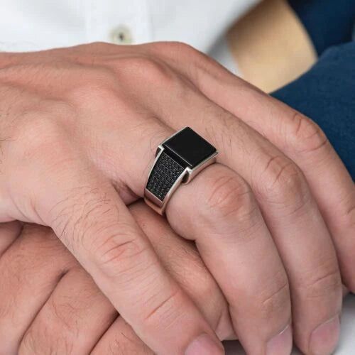 Black Onyx Dual-Texture Ring