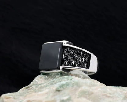 Black Onyx Dual-Texture Ring