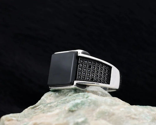 Black Onyx Dual-Texture Ring