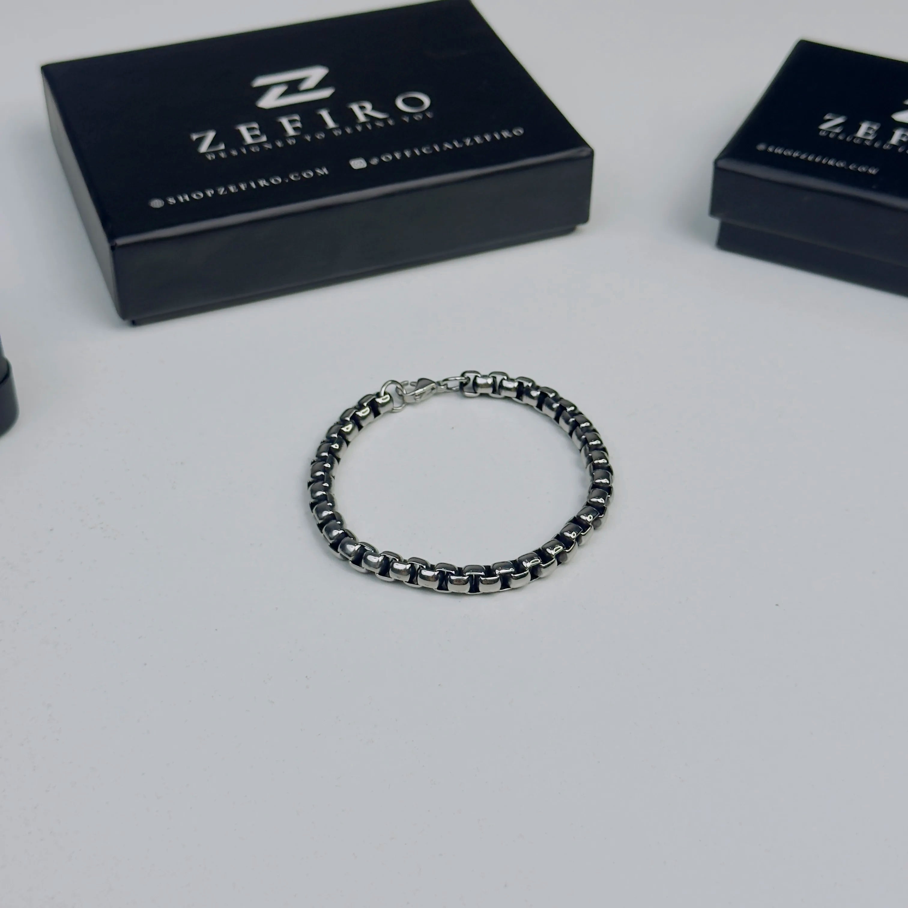 Chrome Box Chain Bracelet