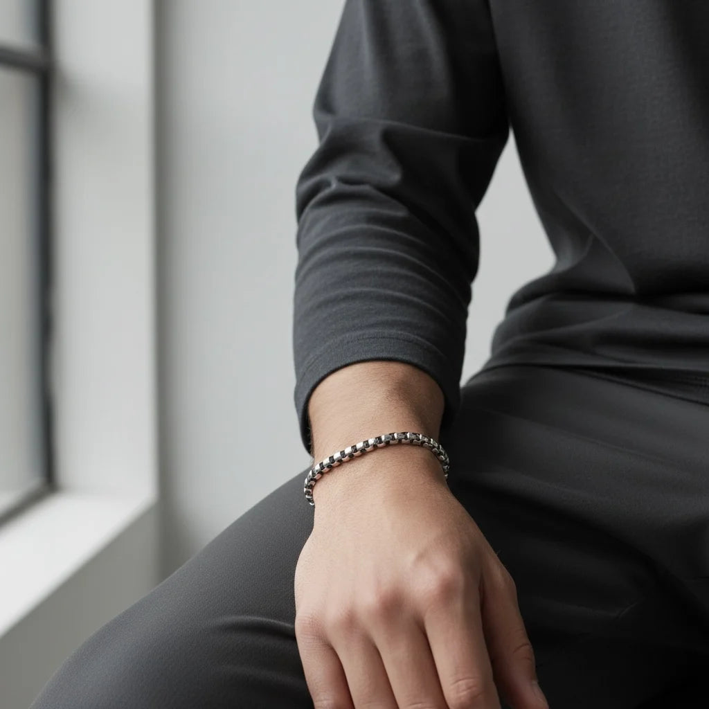 Chrome Box Chain Bracelet