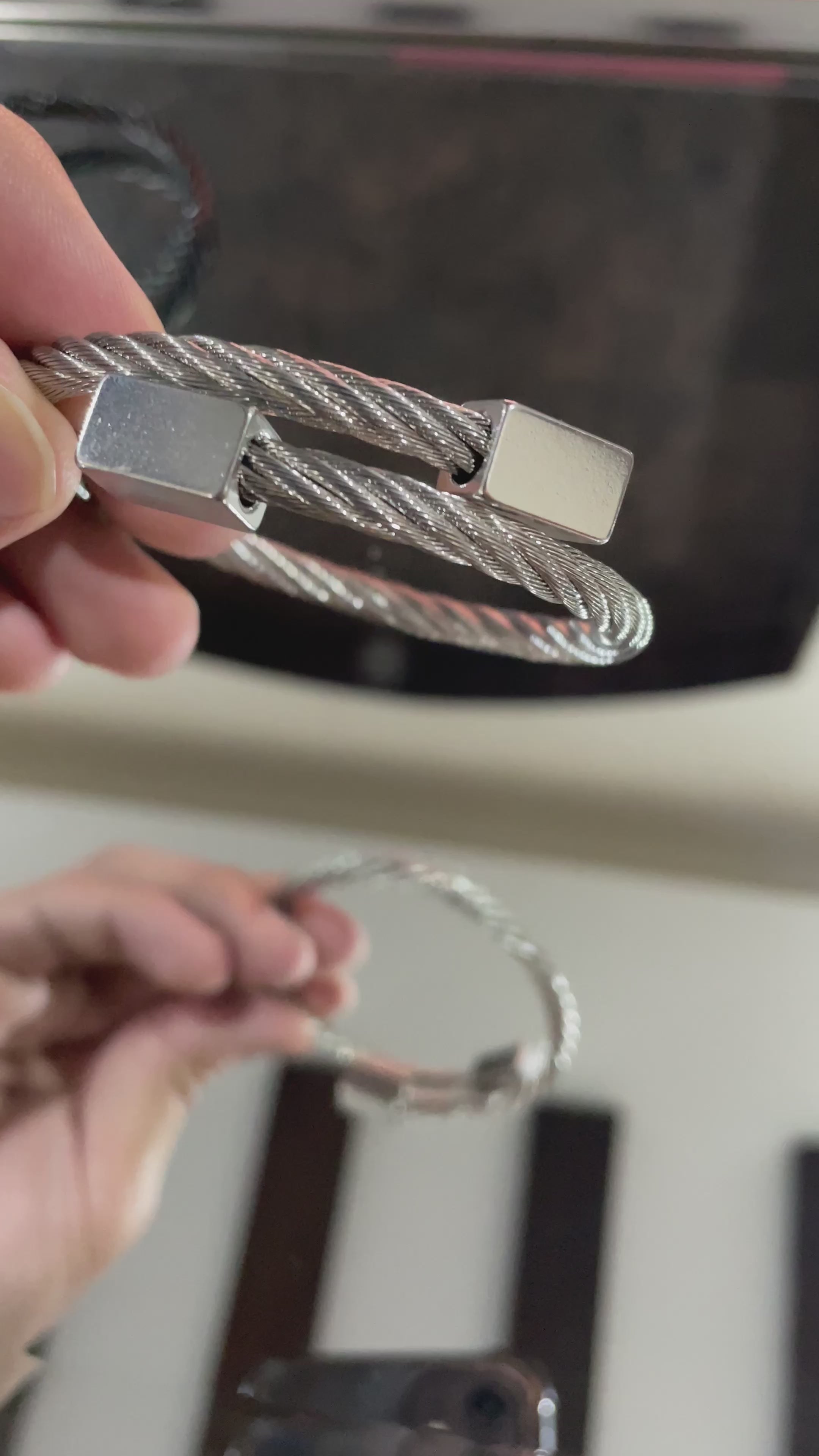 silver titanium cable cuff