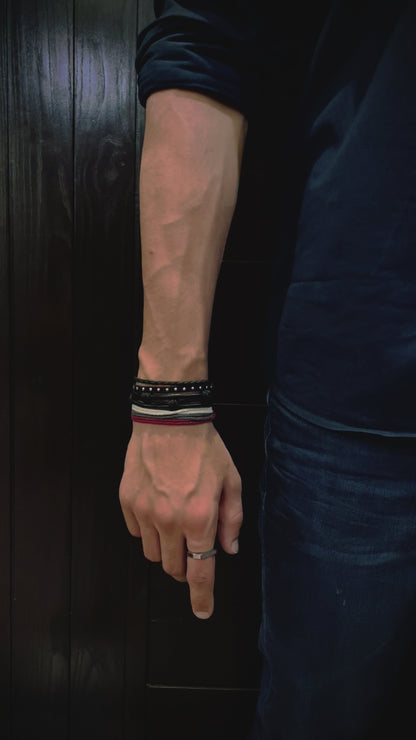 premium white and red Leather Bracelet
